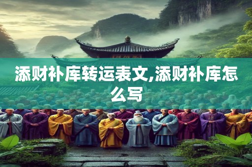添财补库转运表文,添财补库怎么写
