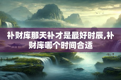 补财库那天补才是最好时辰,补财库哪个时间合适