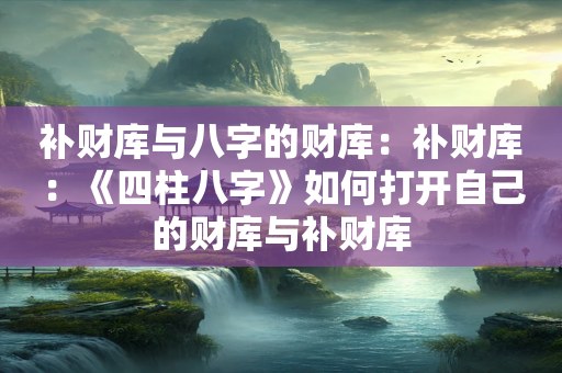 补财库与八字的财库：补财库：《四柱八字》如何打开自己的财库与补财库