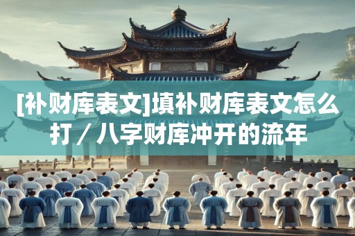[补财库表文]填补财库表文怎么打／八字财库冲开的流年