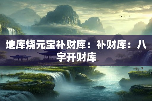 地库烧元宝补财库：补财库：八字开财库