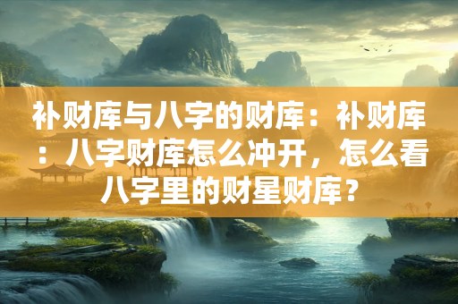 补财库与八字的财库：补财库：八字财库怎么冲开，怎么看八字里的财星财库？
