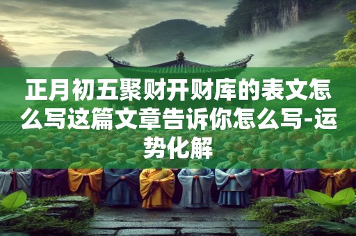正月初五聚财开财库的表文怎么写这篇文章告诉你怎么写-运势化解