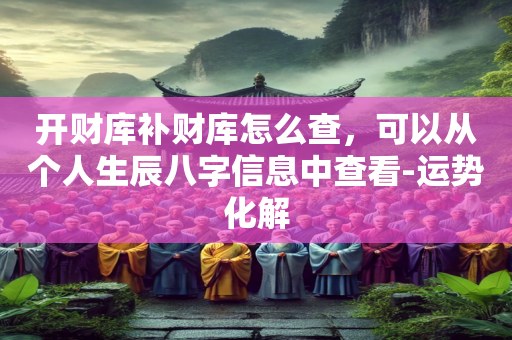 开财库补财库怎么查，可以从个人生辰八字信息中查看-运势化解
